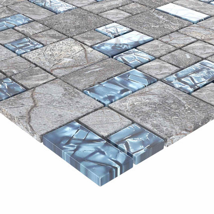 Mosaikplattor 22 pcs Grå och Blå 50 x 50 cm Glas