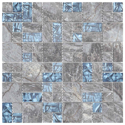 Mosaikplattor 22 pcs Grå och Blå 50 x 50 cm Glas
