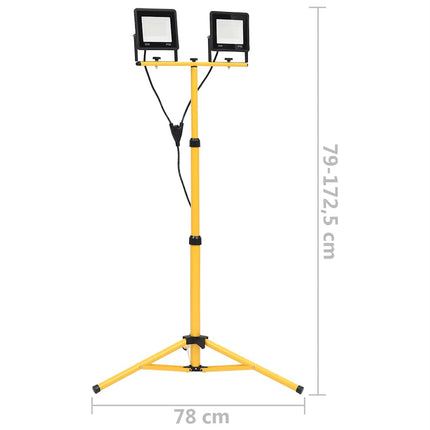 Strålkastare med stativ 2x50 W LED kallvit