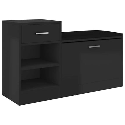 Skobänk svart högglans 94,5x31x57 cm konstruerat trä