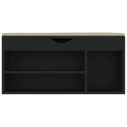 Skobänk med dyna svart 104x30x49 cm konstruerat trä
