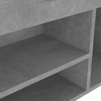 Skobänk med dyna betonggrå 104x30x49 cm konstruerat trä
