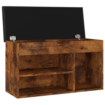 Skobänk med dyna rökt ek 80x30x47 cm konstruerat trä