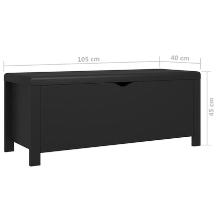 Förvaringsbänk med dyna svart 105x40x45 cm konstruerat trä