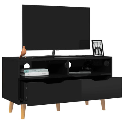 Tv-bänk svart högglans 90x40x48,5 cm konstruerat trä