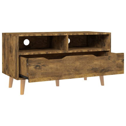 Tv-bänk rökfärgad ek 90x40x48,5 cm konstruerat trä