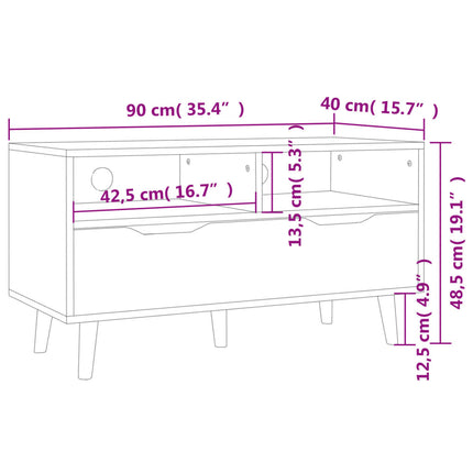 Tv-bänk rökfärgad ek 90x40x48,5 cm konstruerat trä