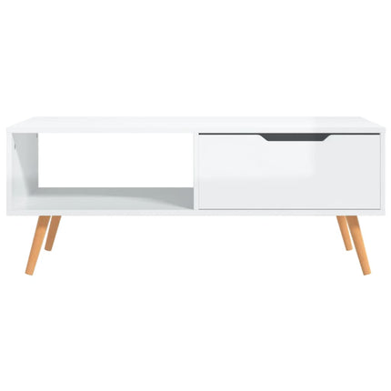 Soffbord vit högglansig 100x49,5x43 cm konstruerat trä