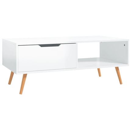 Soffbord vit högglansig 100x49,5x43 cm konstruerat trä