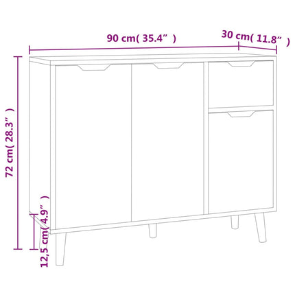 Skänk svart 90x30x72 cm konstruerat trä