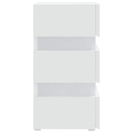 Sängskåp LED vit 45x35x67 cm konstruerat trä