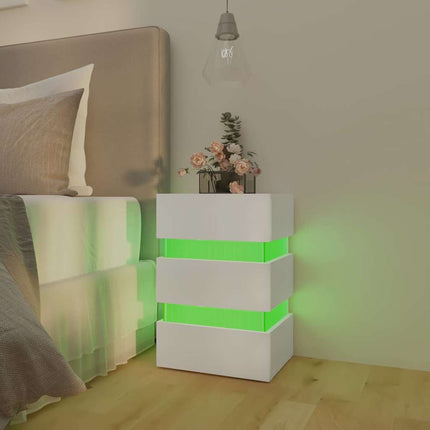 Sängskåp LED vit 45x35x67 cm konstruerat trä