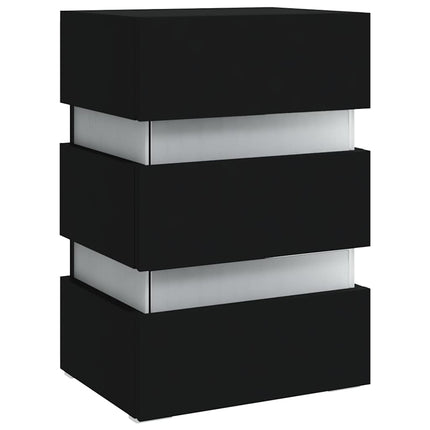 Sängskåp LED svart 45x35x67 cm konstruerat trä