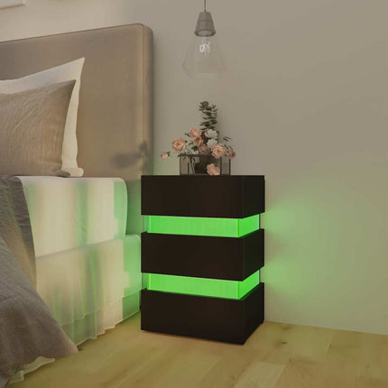 Sängskåp LED svart 45x35x67 cm konstruerat trä