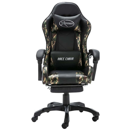 Gamingstol med fotstöd svart och kamouflage konstläder
