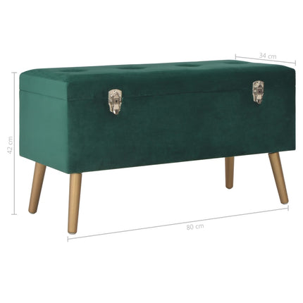 Bänk med förvaringsutrymme 80 cm grön sammet