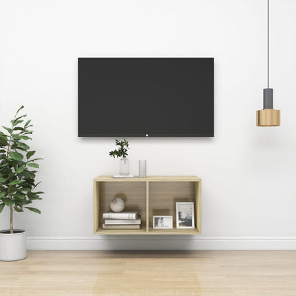 Väggmonterad tv-bänk somona-ek 37x37x72 cm konstruerat trä