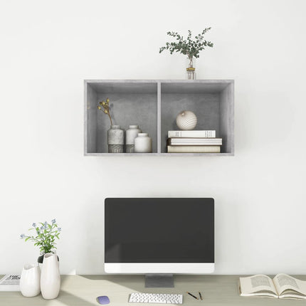 Väggmonterad tv-bänk betonggrå 37x37x72 cm konstruerat trä