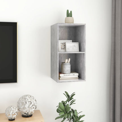 Väggmonterad tv-bänk betonggrå 37x37x72 cm konstruerat trä