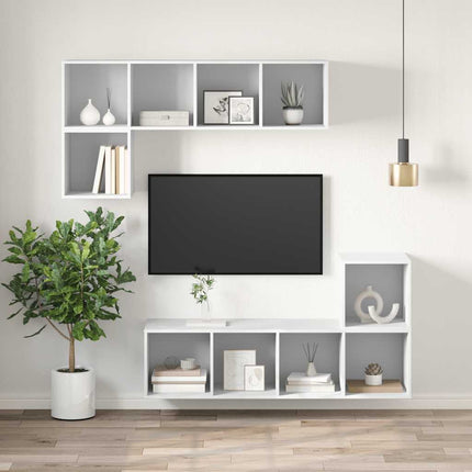 Väggmonterad tv-bänk vit 37x37x107 cm konstruerat trä