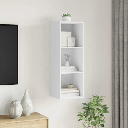 Väggmonterad tv-bänk vit 37x37x107 cm konstruerat trä