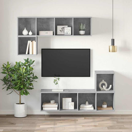 Väggmonterad tv-bänk betonggrå 37x37x107 cm konstruerat trä