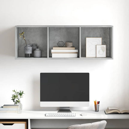 Väggmonterad tv-bänk betonggrå 37x37x107 cm konstruerat trä