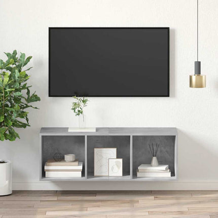 Väggmonterad tv-bänk betonggrå 37x37x107 cm konstruerat trä