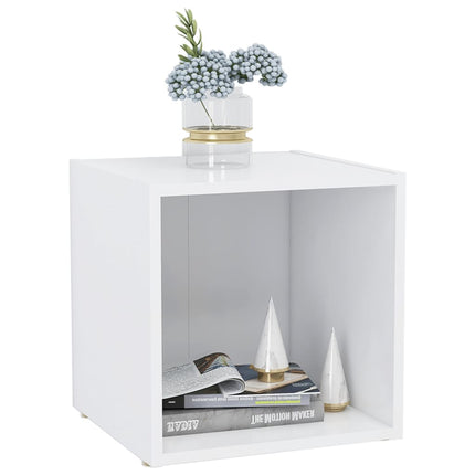 Tv-bänk vit 37x35x37 cm konstruerat trä