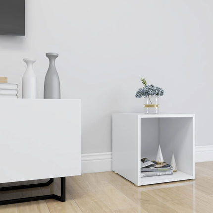 Tv-bänk vit 37x35x37 cm konstruerat trä