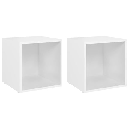 Tv-bänkar 2 st vit 37x35x37 cm konstruerat trä