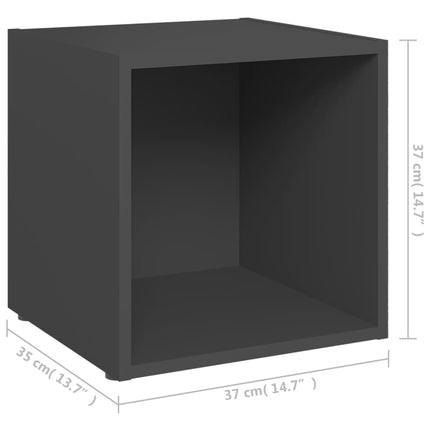 Tv-bänkar 4 st grå 37x35x37 cm konstruerat trä