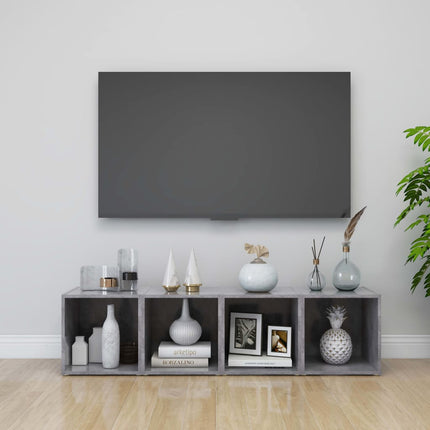 Tv-bänkar 2 st betonggrå 37x35x37 cm konstruerat trä