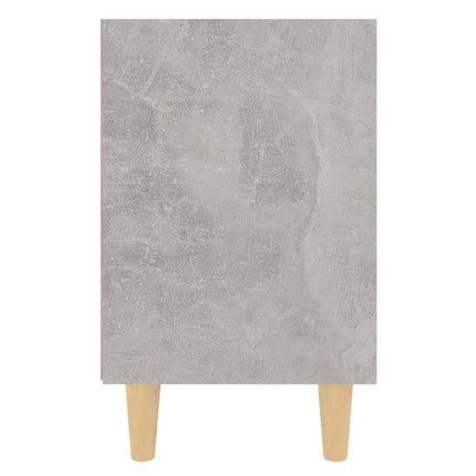 Sängbord med ben i massivt trä betonggrå 40x30x50 cm