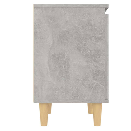 Sängbord med ben i massivt trä 2 st betonggrå 40x30x50 cm