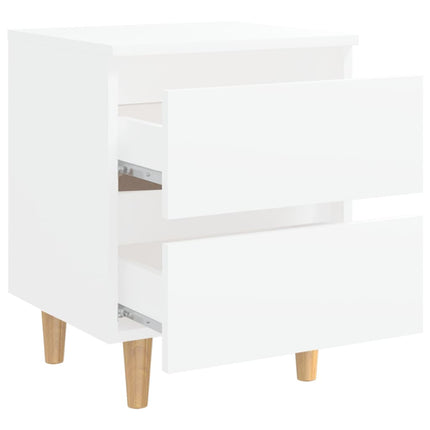 Sängbord med massiva furuben 2 st vit 40x35x50 cm