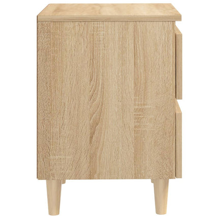 Sängbord med massiva furuben 2 st sonoma-ek 40x35x50 cm