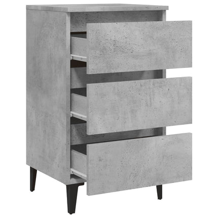 Sängbord med metallben betonggrå 40x35x69 cm