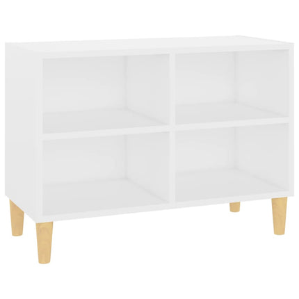 TV-bänk med massiva ben vit 69,5x30x50 cm