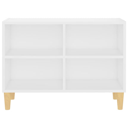 TV-bänk med massiva ben vit 69,5x30x50 cm