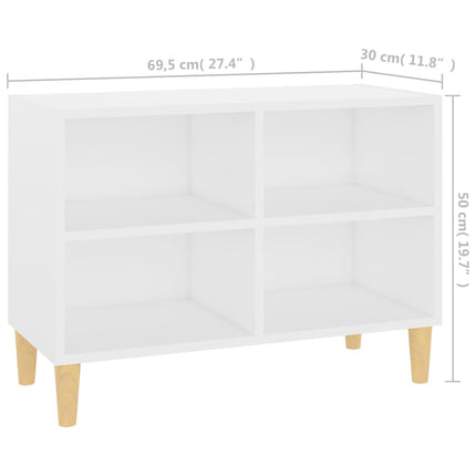 TV-bänk med massiva ben vit 69,5x30x50 cm