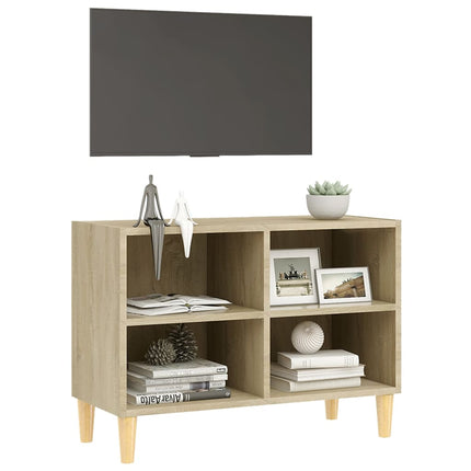 TV-bänk med massiva ben sonoma-ek 69,5x30x50 cm