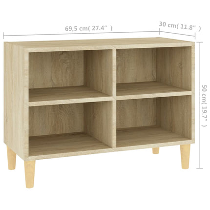 TV-bänk med massiva ben sonoma-ek 69,5x30x50 cm