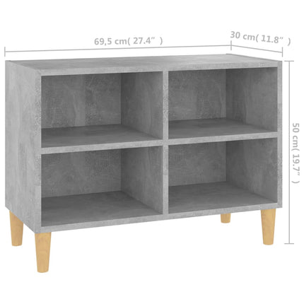 TV-bänk med massiva ben grå 69,5x30x50 cm