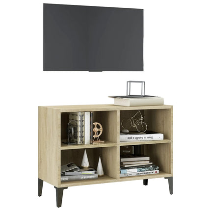 TV-bänk med metallben sonoma-ek 69,5x30x50 cm