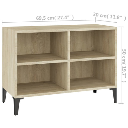 TV-bänk med metallben sonoma-ek 69,5x30x50 cm
