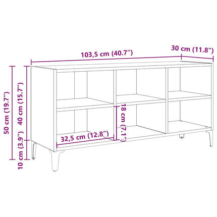 TV-bänk med metallben vit 103,5x30x50 cm