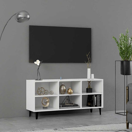 TV-bänk med metallben vit 103,5x30x50 cm