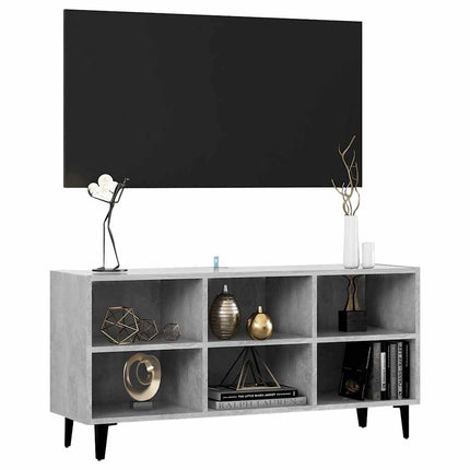 TV-bänk med metallben betonggrå 103,5x30x50 cm