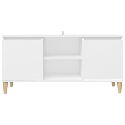 TV-bänk med massiva ben vit 103,5x35x50 cm